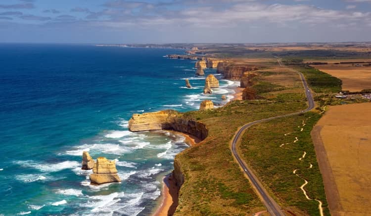 Twelve Apostles are a group of limestone stacks off Port Campbell National Park.